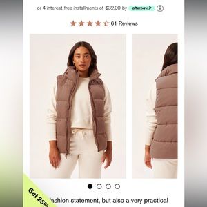 Girlfriend Collective coffee Everyone Puffer Vest NWT